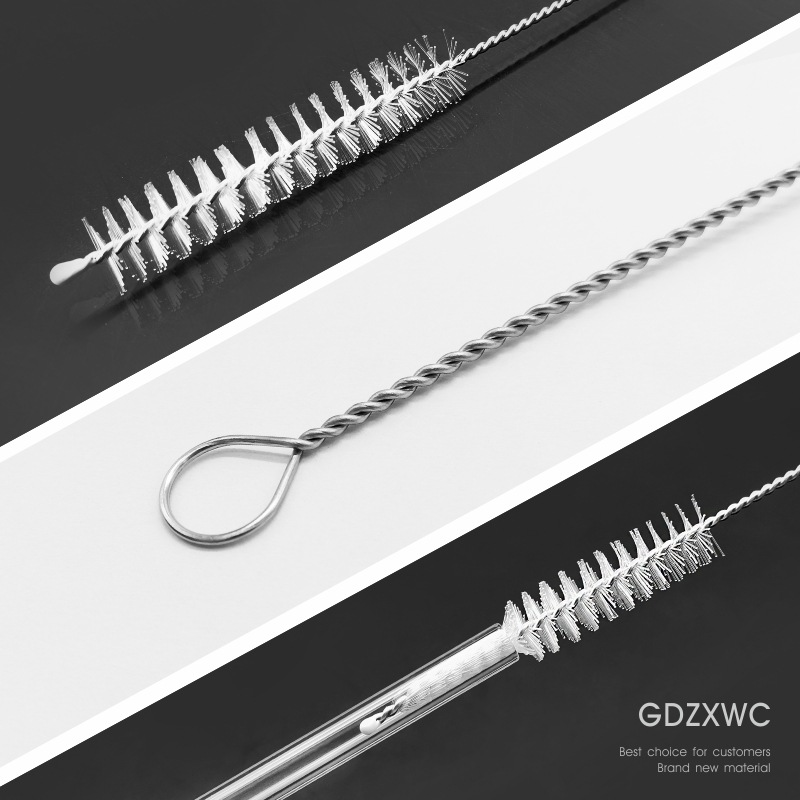 3pcs/set，Clean the inner wall of the straw, teapot spout brush, pipe brush, transparent test tube brush with hanging hole, water kettle cup straw brush