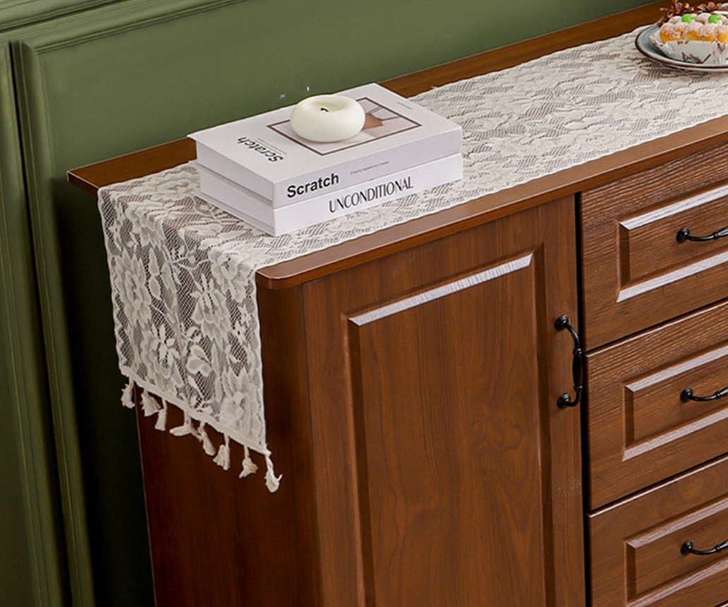 Lace table flag, French style light luxury high-end hollowed out dining cabinet tablecloth, decorative cloth long tablecloth