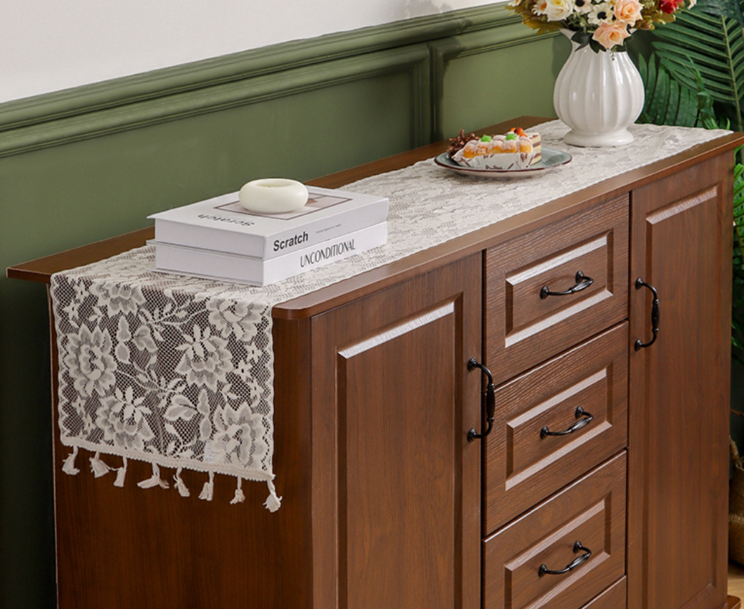 Lace table flag, French style light luxury high-end hollowed out dining cabinet tablecloth, decorative cloth long tablecloth