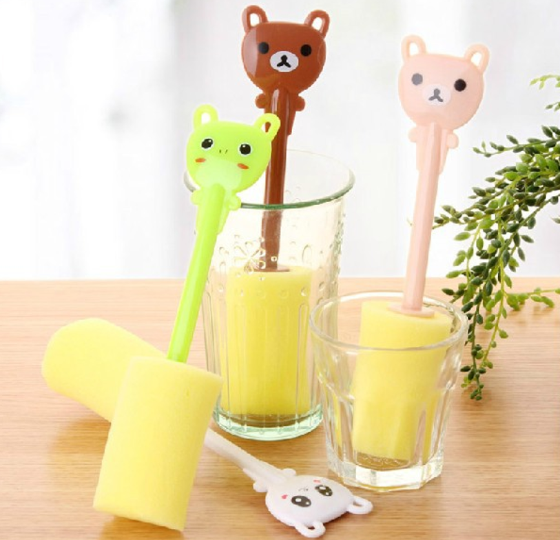 Cup brush, sponge plastic handle for cup cleaning, kitchen and daily use brush，1pc