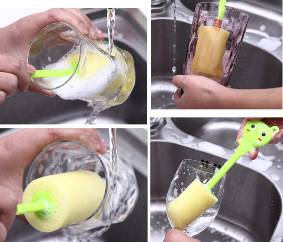Cup brush, sponge plastic handle for cup cleaning, kitchen and daily use brush，1pc