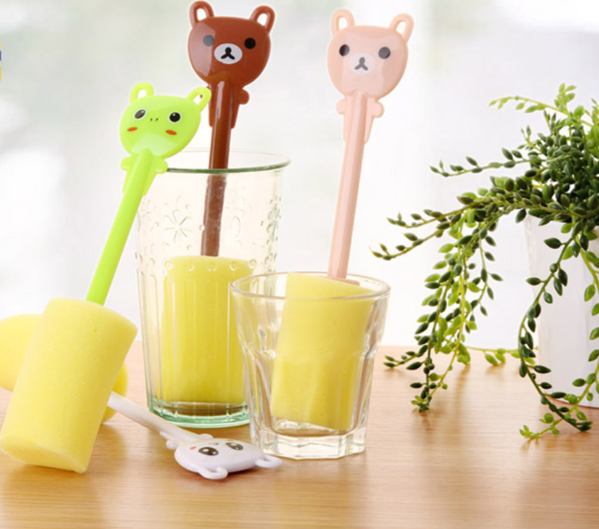 Cup brush, sponge plastic handle for cup cleaning, kitchen and daily use brush，1pc