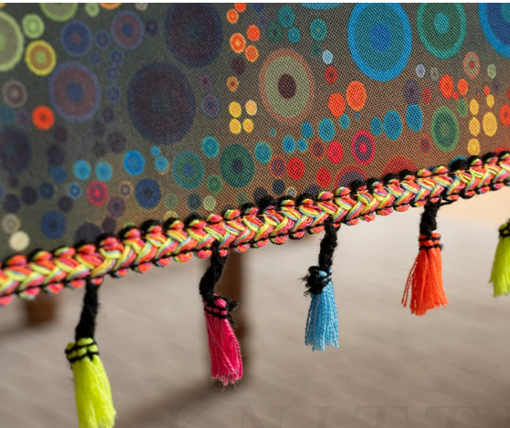 New colored tassel tablecloth, printed dust-proof dining table cloth, waterproof household rectangular coffee table cover cloth