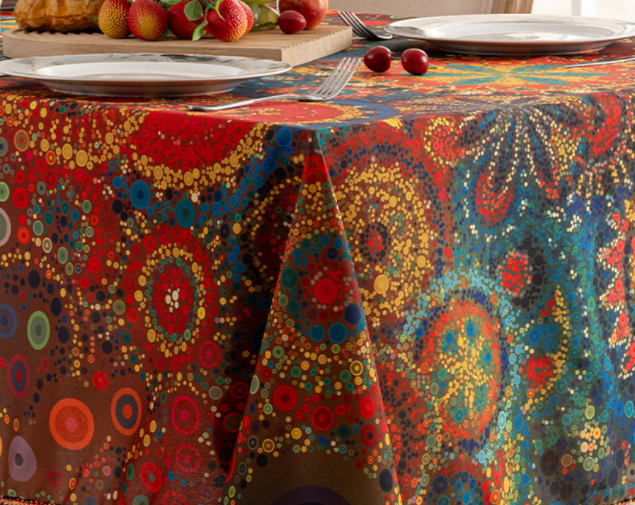 New colored tassel tablecloth, printed dust-proof dining table cloth, waterproof household rectangular coffee table cover cloth
