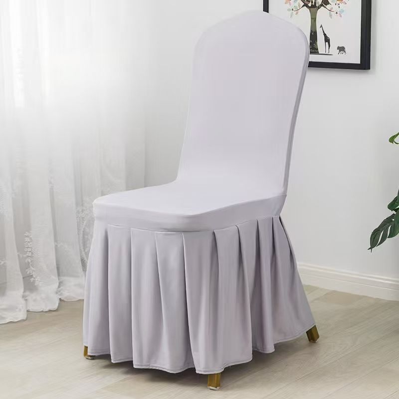 Elastic pleated skirt chair cover, universal skirt edge chair cover for wedding hotels, banquets, and restaurants