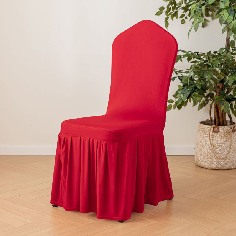 Elastic pleated skirt chair cover, universal skirt edge chair cover for wedding hotels, banquets, and restaurants