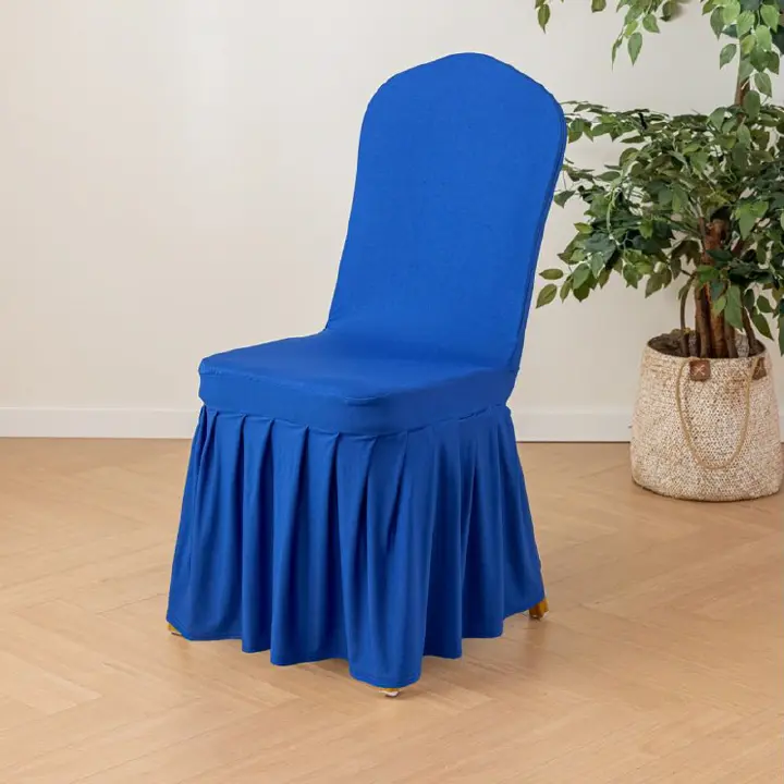Elastic pleated skirt chair cover, universal skirt edge chair cover for wedding hotels, banquets, and restaurants
