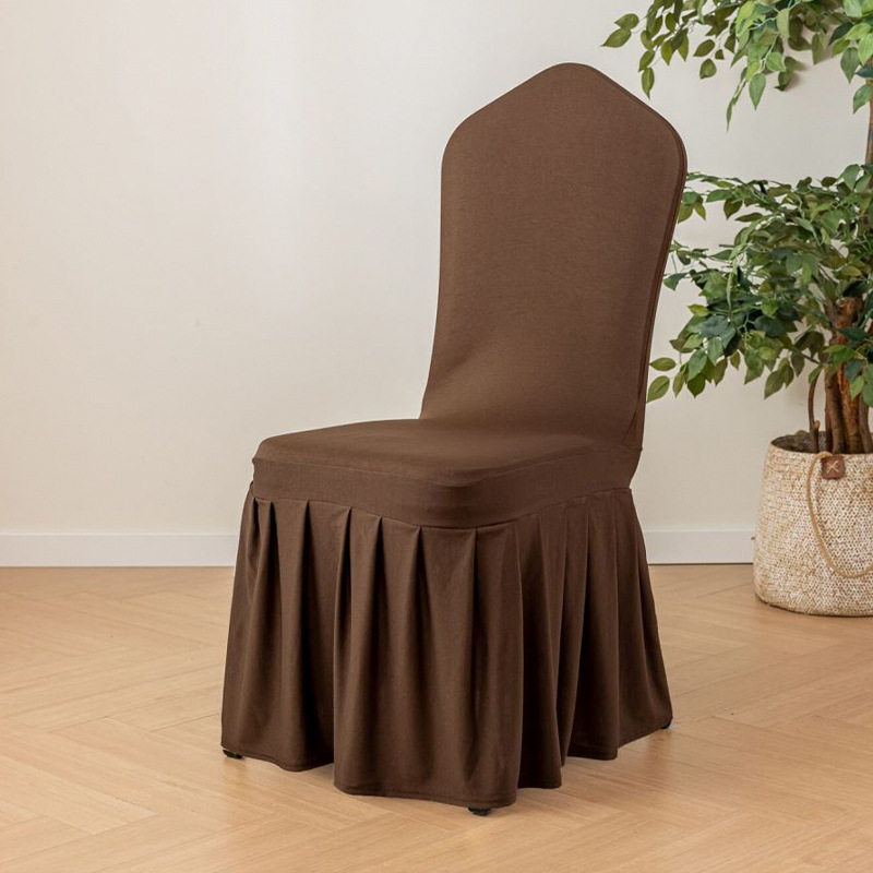 Elastic pleated skirt chair cover, universal skirt edge chair cover for wedding hotels, banquets, and restaurants