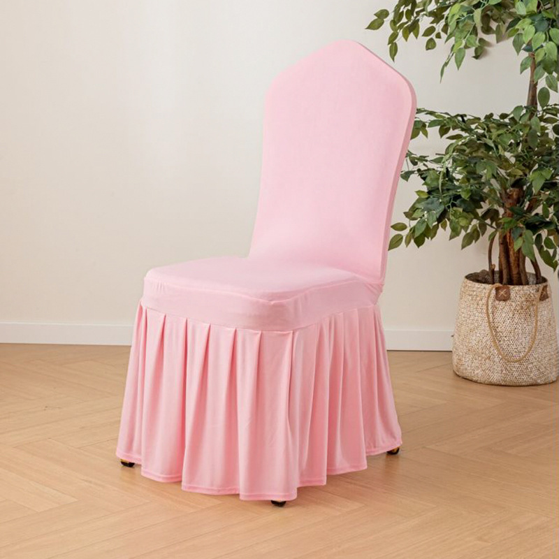 Elastic pleated skirt chair cover, universal skirt edge chair cover for wedding hotels, banquets, and restaurants