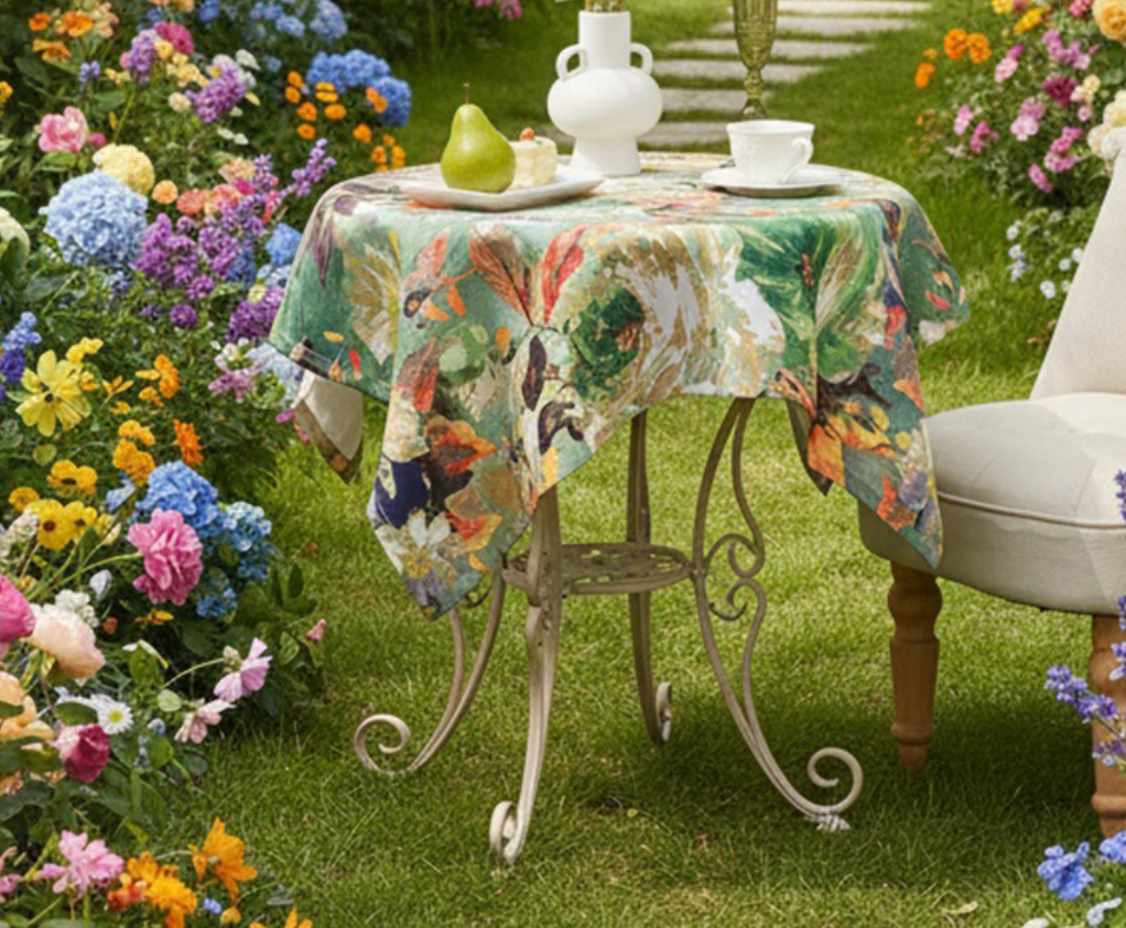 Oil painting style small fresh cover cloth bedside table American retro cover cloth microwave oven TV cabinet dustproof tablecloth table mat