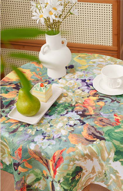 Oil painting style small fresh cover cloth bedside table American retro cover cloth microwave oven TV cabinet dustproof tablecloth table mat