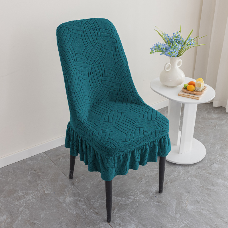 Thickened jacquard half skirt chair cover, corn velvet with increased elasticity curved chair cover, restaurant and household chair cover, dustproof and wear-resistant, half skirt chair cover