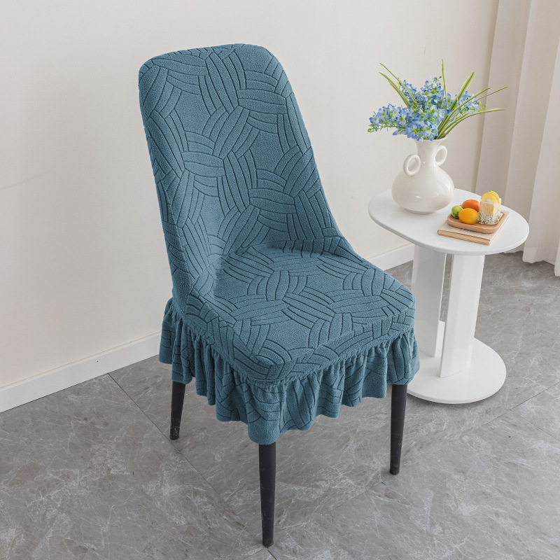 Thickened jacquard half skirt chair cover, corn velvet with increased elasticity curved chair cover, restaurant and household chair cover, dustproof and wear-resistant, half skirt chair cover