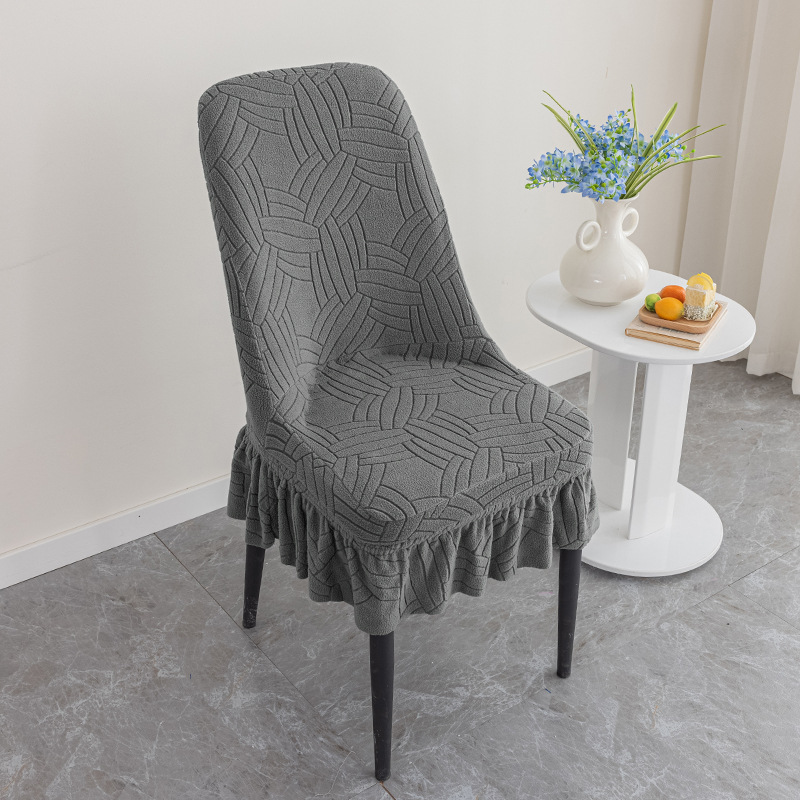 Thickened jacquard half skirt chair cover, corn velvet with increased elasticity curved chair cover, restaurant and household chair cover, dustproof and wear-resistant, half skirt chair cover