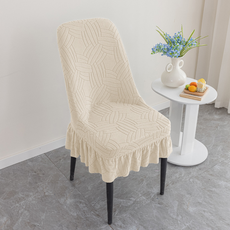 Thickened jacquard half skirt chair cover, corn velvet with increased elasticity curved chair cover, restaurant and household chair cover, dustproof and wear-resistant, half skirt chair cover