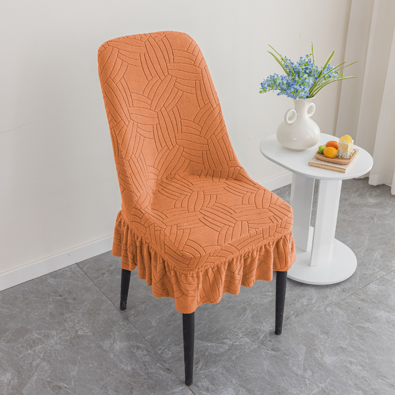 Thickened jacquard half skirt chair cover, corn velvet with increased elasticity curved chair cover, restaurant and household chair cover, dustproof and wear-resistant, half skirt chair cover