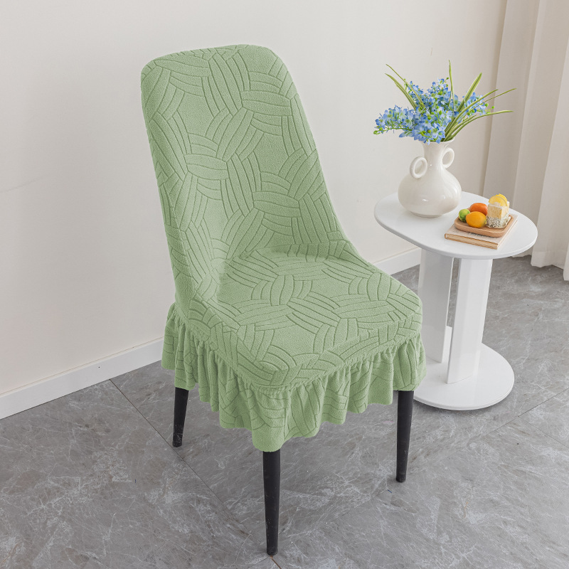 Thickened jacquard half skirt chair cover, corn velvet with increased elasticity curved chair cover, restaurant and household chair cover, dustproof and wear-resistant, half skirt chair cover