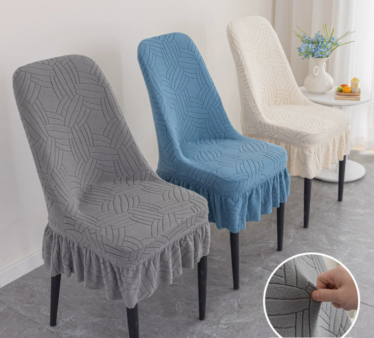 Thickened jacquard half skirt chair cover, corn velvet with increased elasticity curved chair cover, restaurant and household chair cover, dustproof and wear-resistant, half skirt chair cover