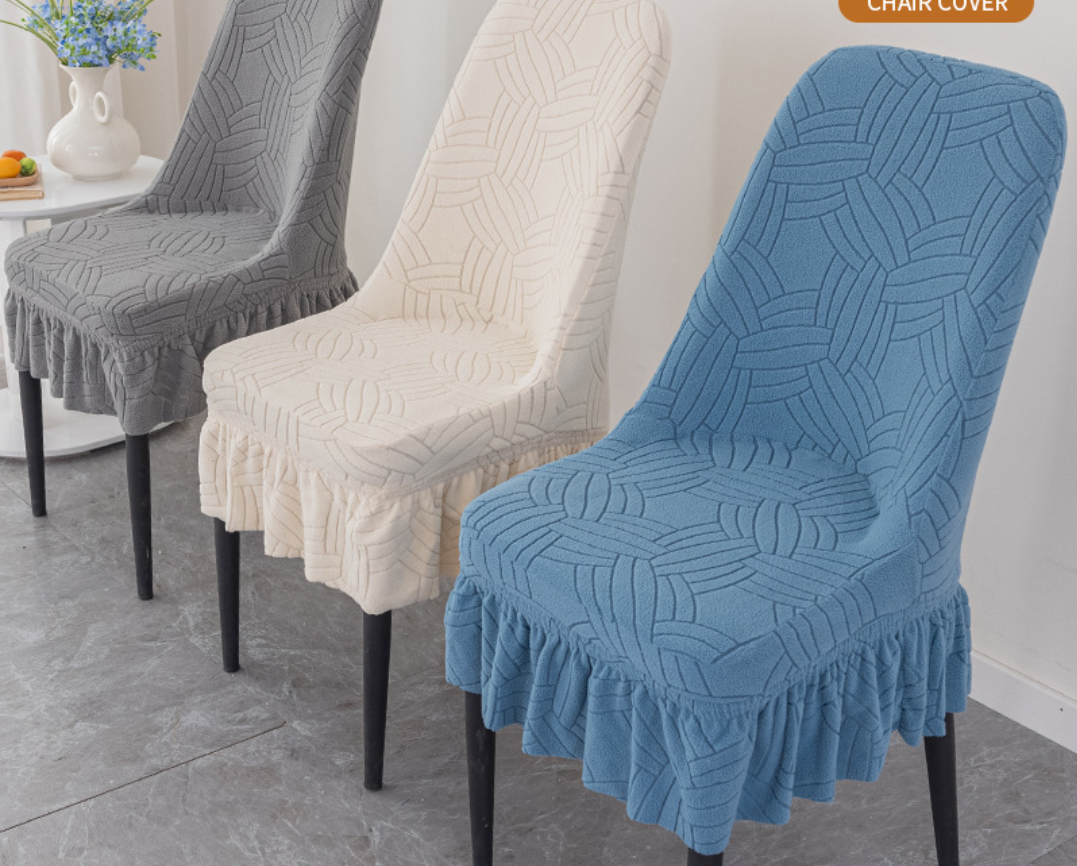 Thickened jacquard half skirt chair cover, corn velvet with increased elasticity curved chair cover, restaurant and household chair cover, dustproof and wear-resistant, half skirt chair cover