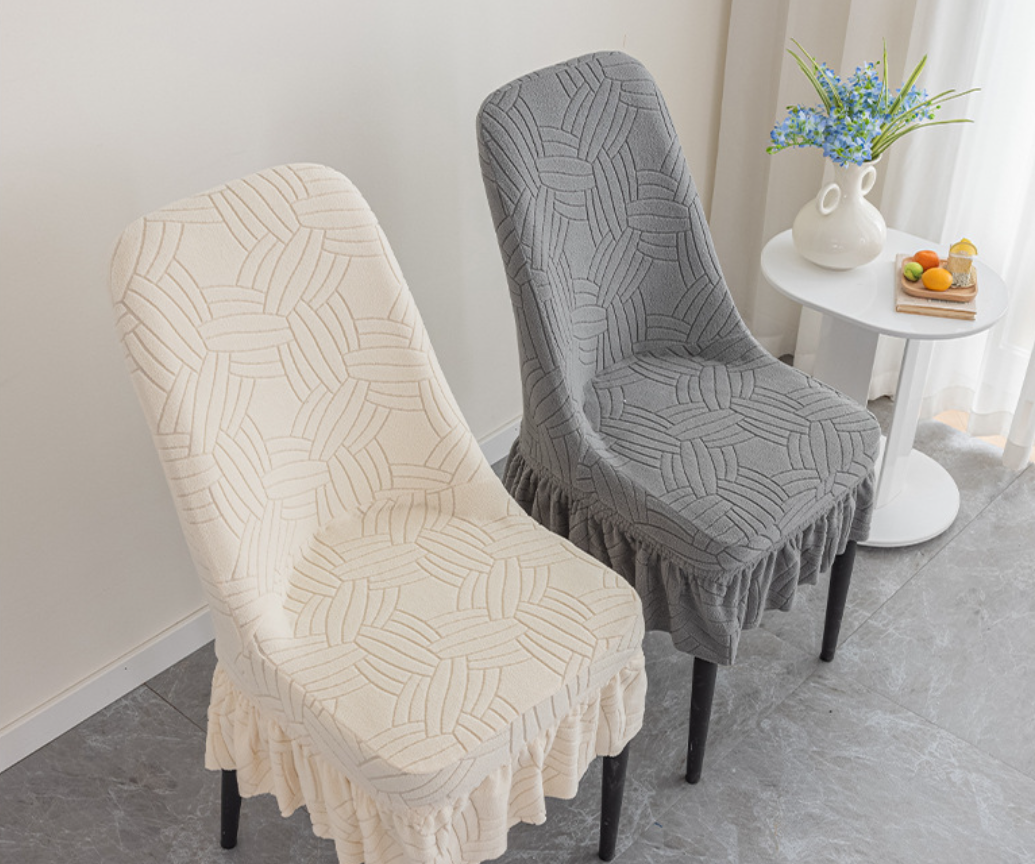 Thickened jacquard half skirt chair cover, corn velvet with increased elasticity curved chair cover, restaurant and household chair cover, dustproof and wear-resistant, half skirt chair cover