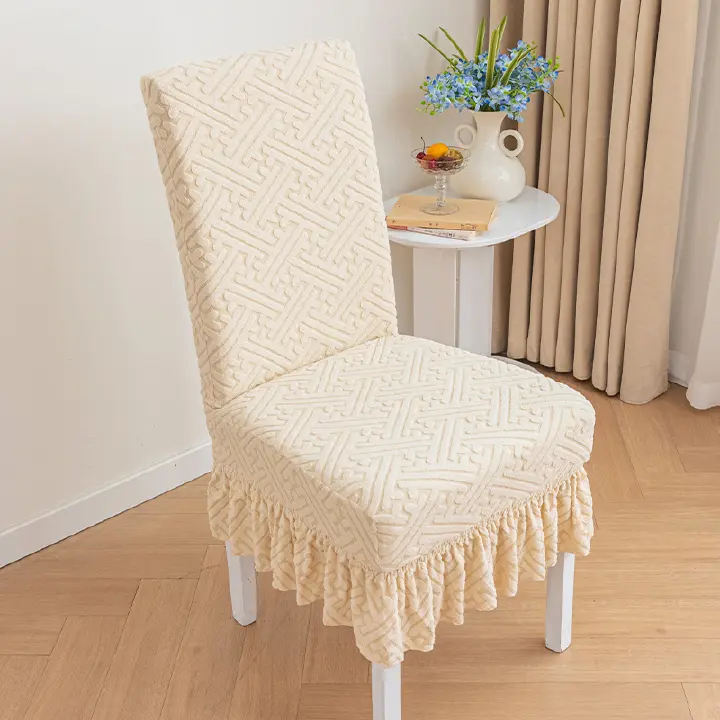 Thickened chair cover, straight back dining chair cover, elastic all inclusive integrated table and chair cover, jacquard chair cover, suitable for all seasons