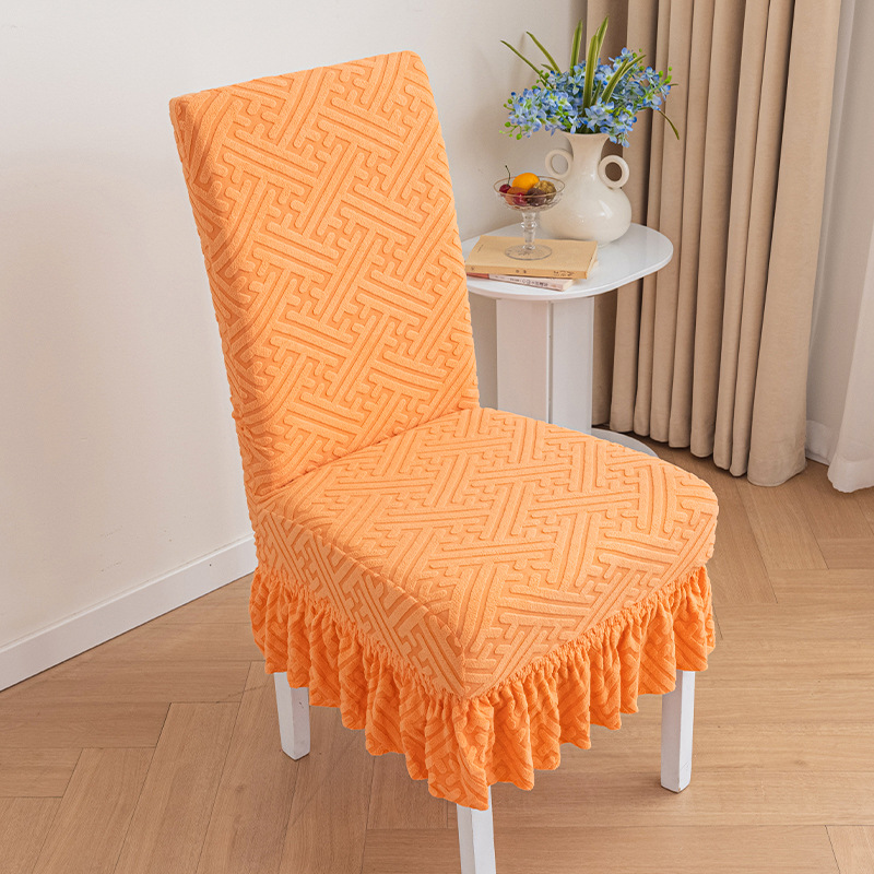 Thickened chair cover, straight back dining chair cover, elastic all inclusive integrated table and chair cover, jacquard chair cover, suitable for all seasons