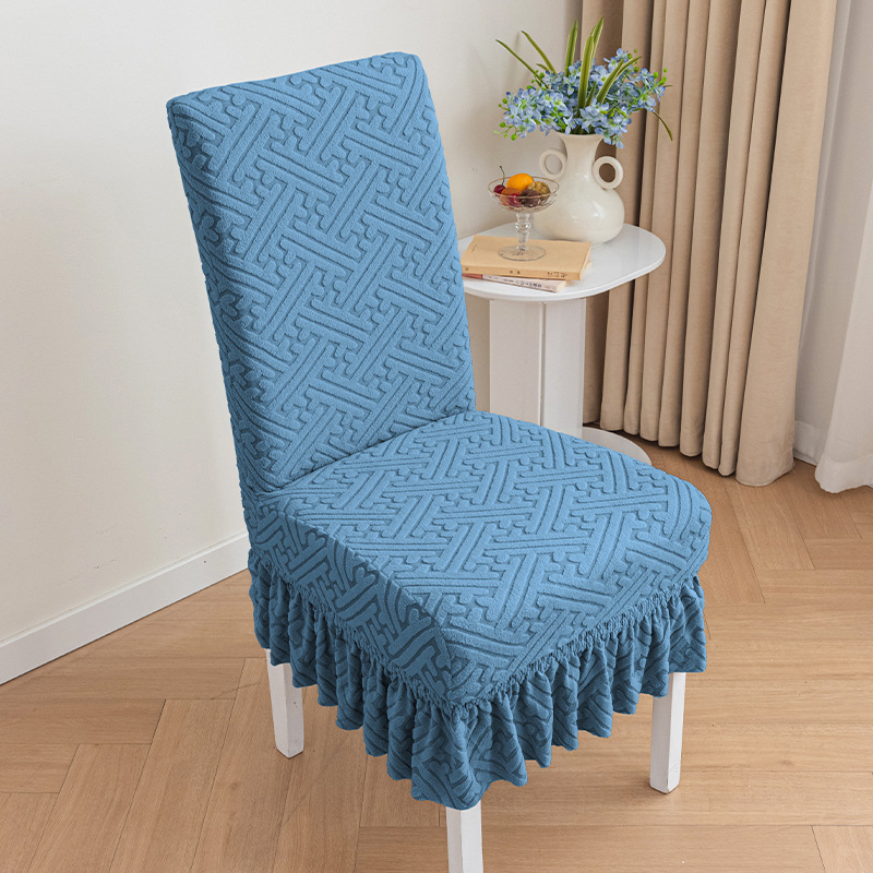 Thickened chair cover, straight back dining chair cover, elastic all inclusive integrated table and chair cover, jacquard chair cover, suitable for all seasons