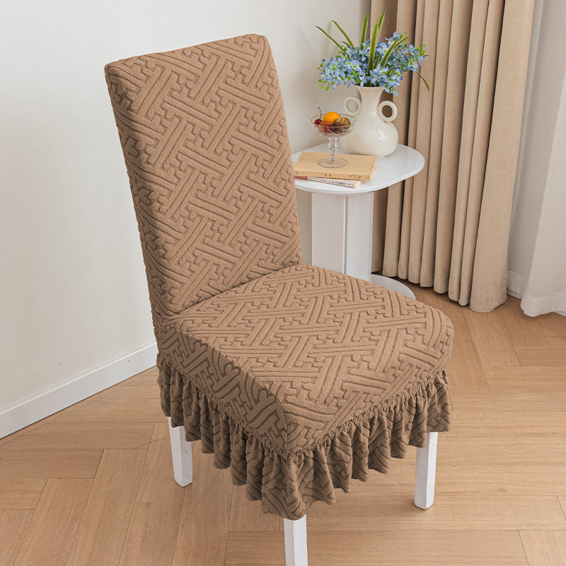 Thickened chair cover, straight back dining chair cover, elastic all inclusive integrated table and chair cover, jacquard chair cover, suitable for all seasons