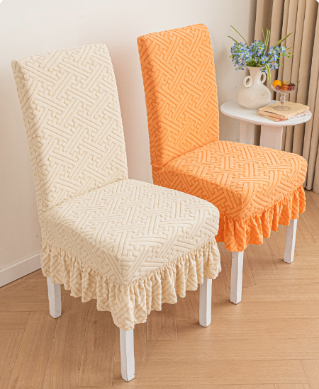 Thickened chair cover, straight back dining chair cover, elastic all inclusive integrated table and chair cover, jacquard chair cover, suitable for all seasons