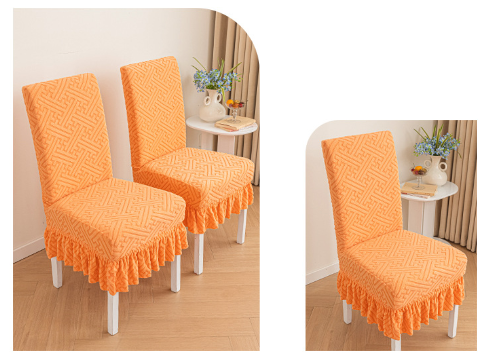 Thickened chair cover, straight back dining chair cover, elastic all inclusive integrated table and chair cover, jacquard chair cover, suitable for all seasons
