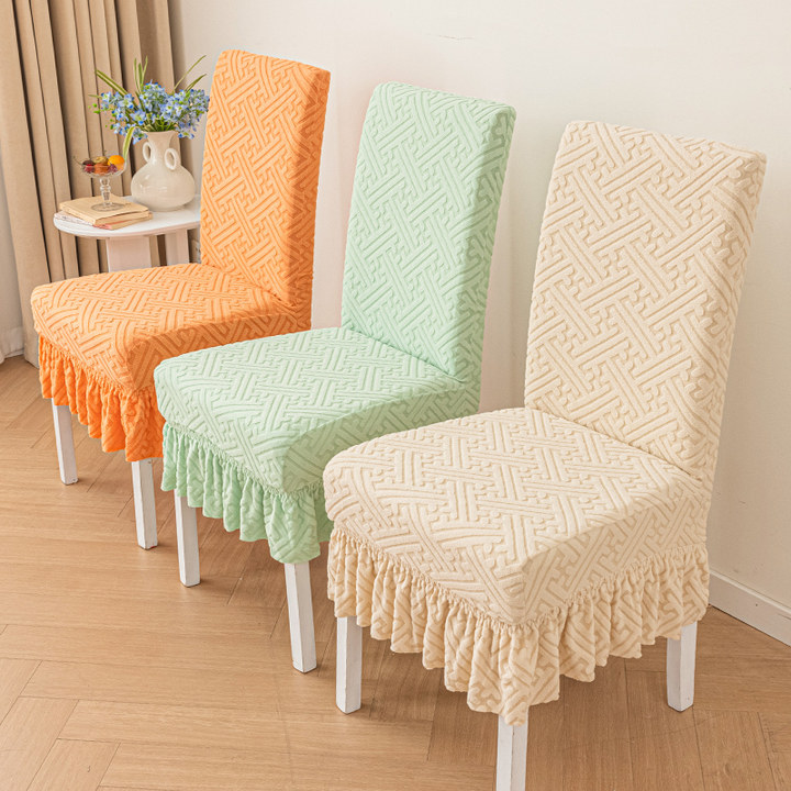 Thickened chair cover, straight back dining chair cover, elastic all inclusive integrated table and chair cover, jacquard chair cover, suitable for all seasons