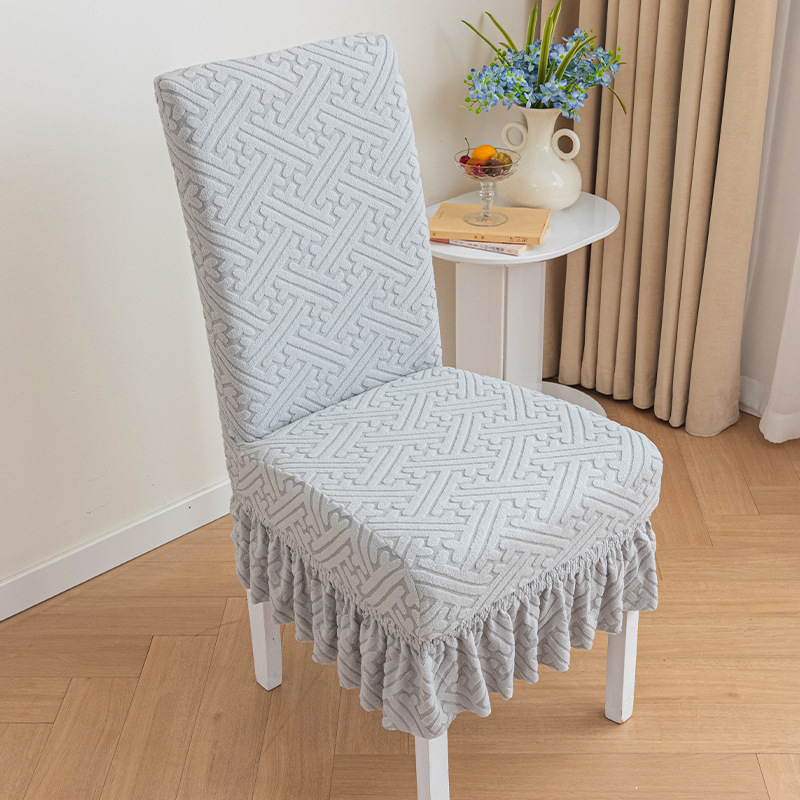 Thickened chair cover, straight back dining chair cover, elastic all inclusive integrated table and chair cover, jacquard chair cover, suitable for all seasons