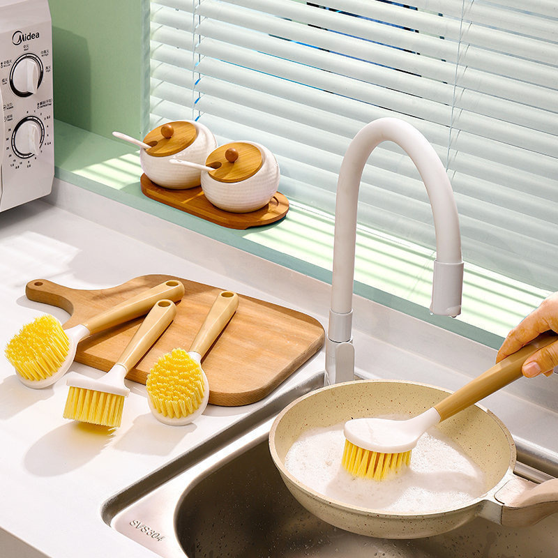 2pcs   Pot brush, household dishwashing brush, cleaning brush, universal long handle brush, kitchen pot brush