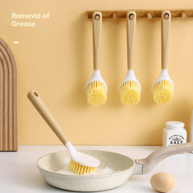 2pcs   Pot brush, household dishwashing brush, cleaning brush, universal long handle brush, kitchen pot brush