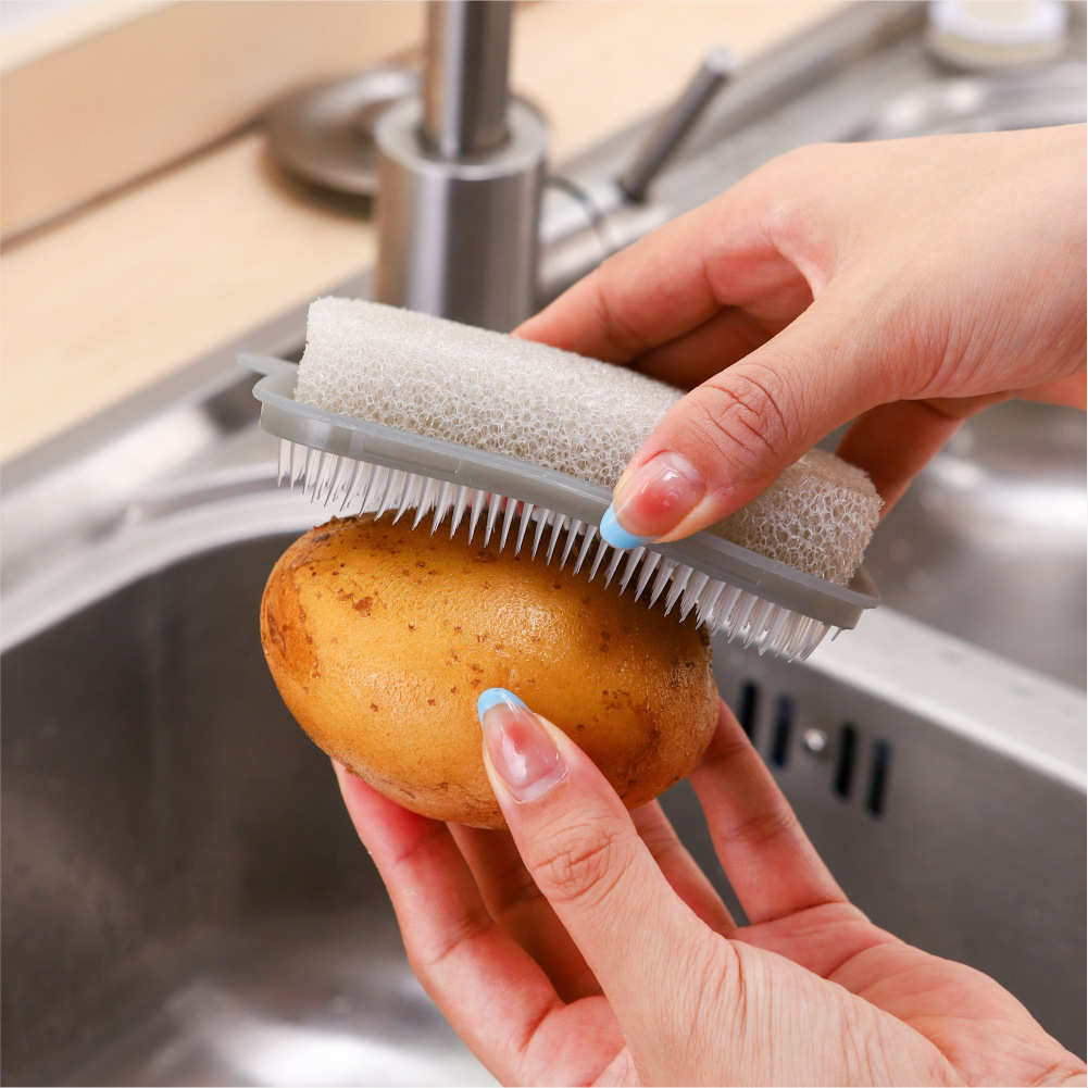 Fruit and vegetable brush, kitchen multifunctional bendable vegetable and fruit cleaning brush, household vegetable washing brush