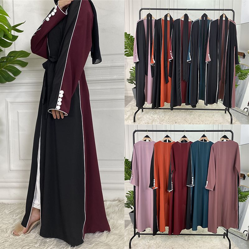 Ramadan Splicing Open Abaya Dubai Turkey Kaftan Muslim For Women Kimono Modest Robe Femme Caftan Marocain Islam Clothing