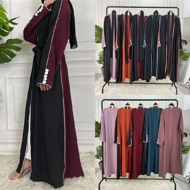 Ramadan Splicing Open Abaya Dubai Turkey Kaftan Muslim For Women Kimono Modest Robe Femme Caftan Marocain Islam Clothing