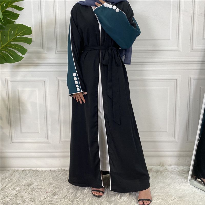 Ramadan Splicing Open Abaya Dubai Turkey Kaftan Muslim For Women Kimono Modest Robe Femme Caftan Marocain Islam Clothing