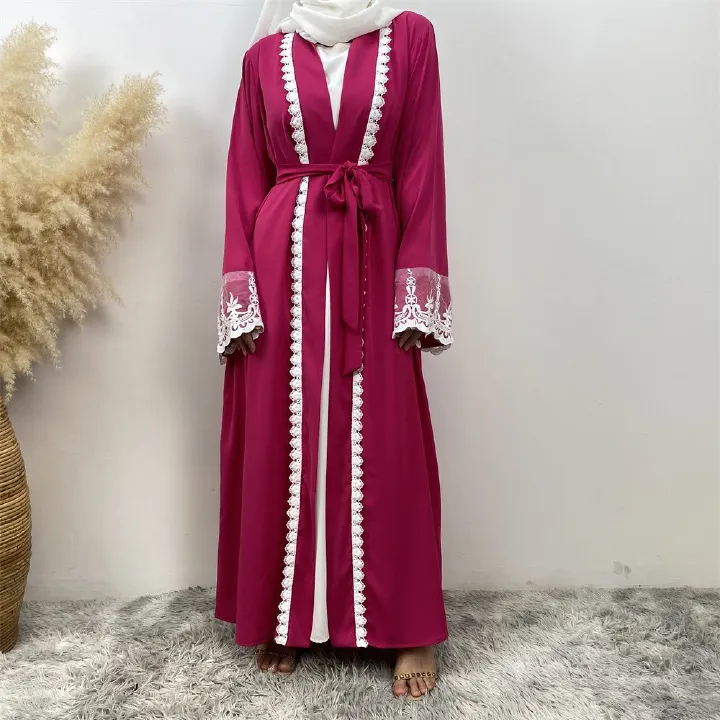 Muslim Ramadan embroidery open Abaya Dubai Turkish robe Women's kimono women's robe Moroccan Islamic elegant clothing