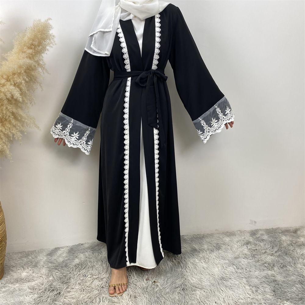 Muslim Ramadan embroidery open Abaya Dubai Turkish robe Women's kimono women's robe Moroccan Islamic elegant clothing
