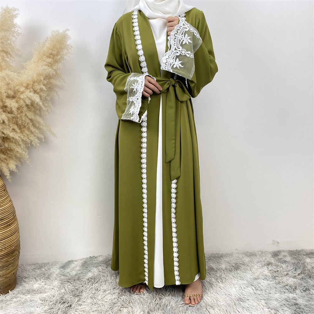 Muslim Ramadan embroidery open Abaya Dubai Turkish robe Women's kimono women's robe Moroccan Islamic elegant clothing
