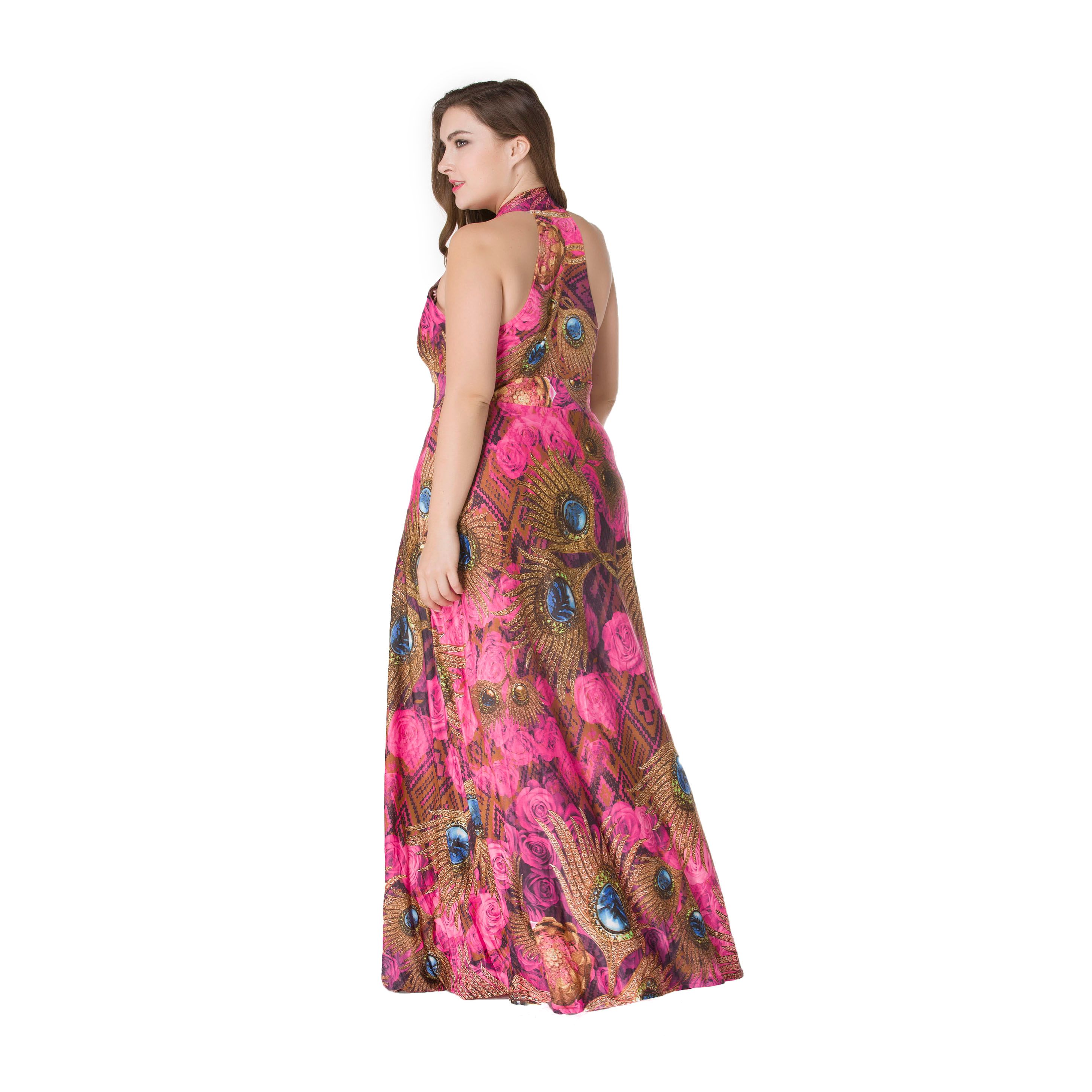Plus Size 2025 Women Bohemian Dress Autumn Printed Maxi Long Sundress V-Neck Sleeveless Casual Loose Party VestidosHot Stylish V-Neck Print Floral Bohemian Style Casual Long Dress
