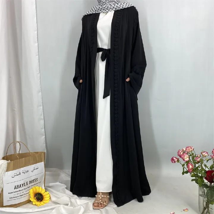Middle Eastern fashion women's wear, Muslin, Dubai, Africa, Turkey, Tanzania, popular solid-color simple cardigan dress