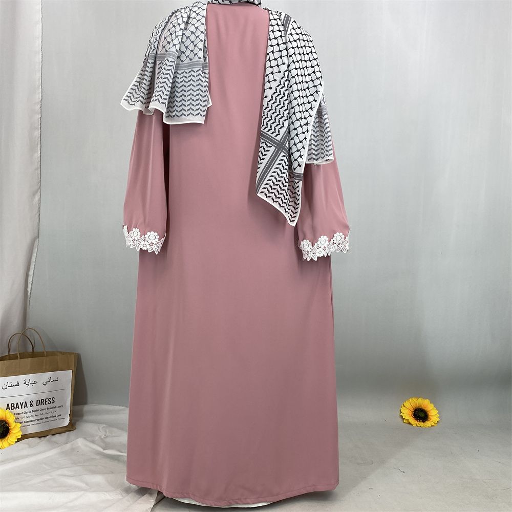 Middle Eastern Muslim women's fashionable embroidered lace women's dress long dress, Turkish African Islamic elegant women's dress