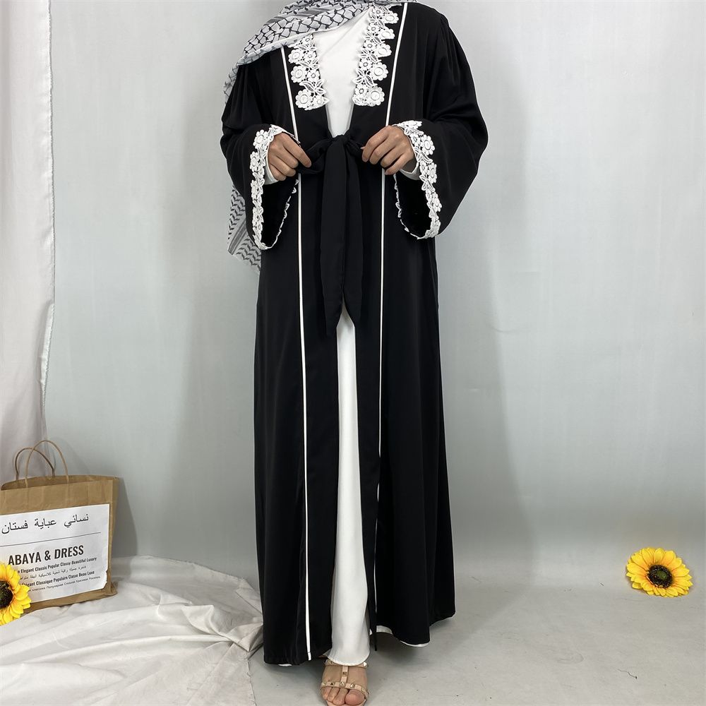 Middle Eastern Muslim women's fashionable embroidered lace women's dress long dress, Turkish African Islamic elegant women's dress