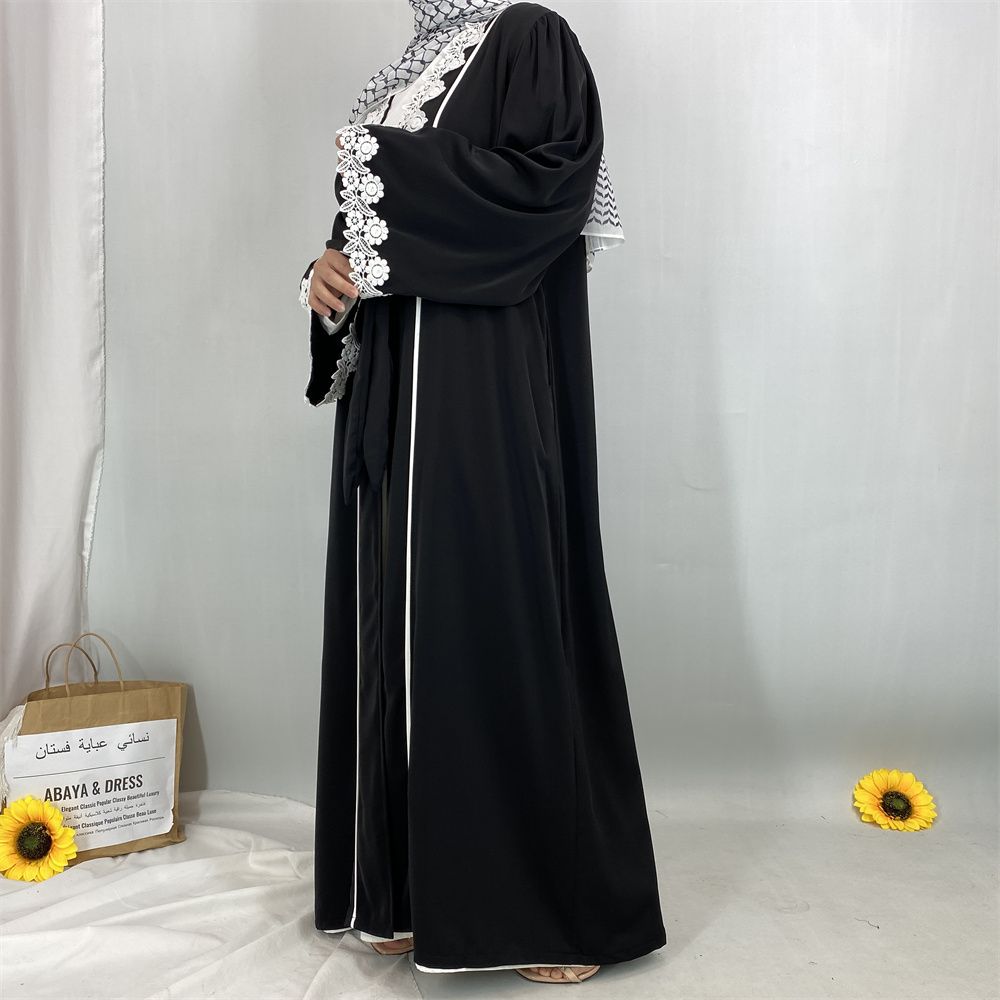 Middle Eastern Muslim women's fashionable embroidered lace women's dress long dress, Turkish African Islamic elegant women's dress
