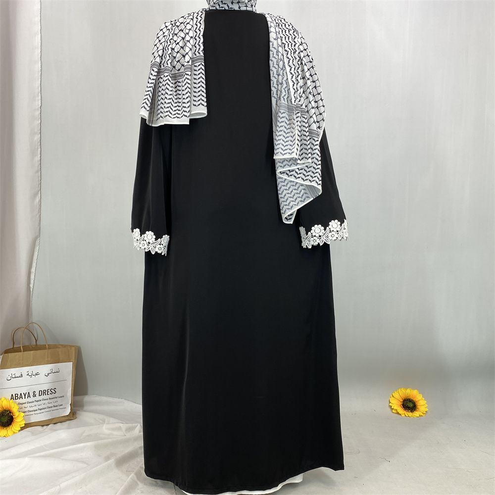 Middle Eastern Muslim women's fashionable embroidered lace women's dress long dress, Turkish African Islamic elegant women's dress