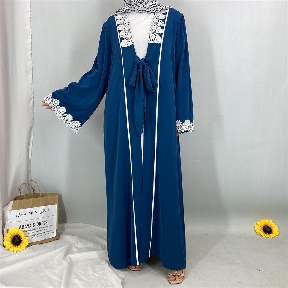 Middle Eastern Muslim women's fashionable embroidered lace women's dress long dress, Turkish African Islamic elegant women's dress