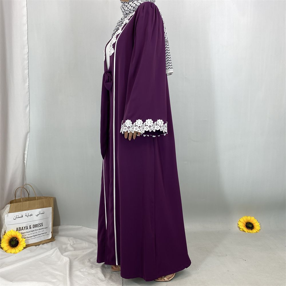 Middle Eastern Muslim women's fashionable embroidered lace women's dress long dress, Turkish African Islamic elegant women's dress