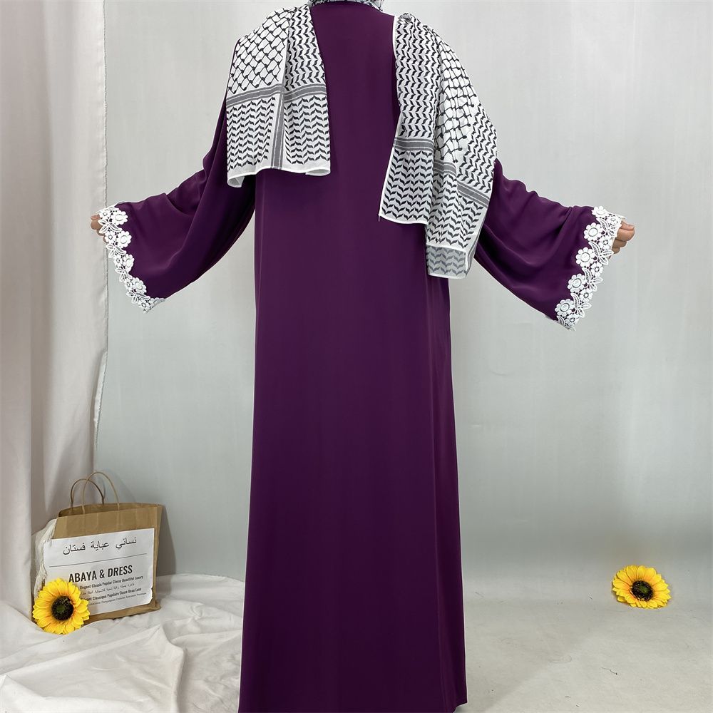 Middle Eastern Muslim women's fashionable embroidered lace women's dress long dress, Turkish African Islamic elegant women's dress